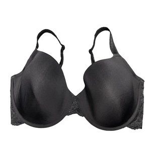 Wacoal French Garden 85340 Contour T-Shirt Bra 38DD Black Lace‎ Wing UW